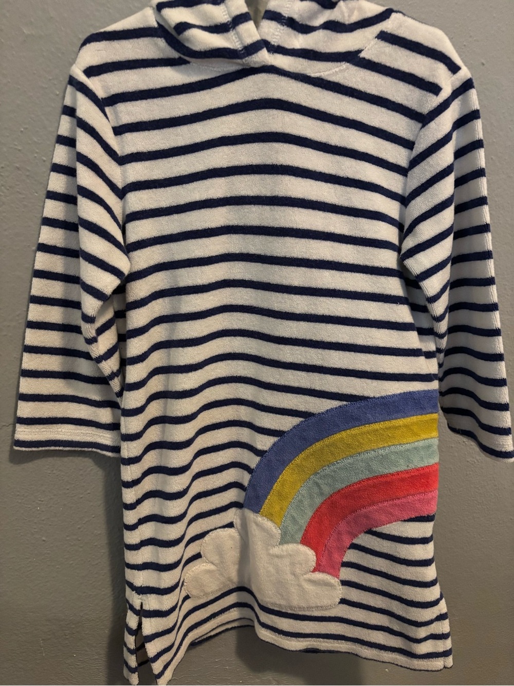 Mini Boden Hooded Tunic with Rainbow Appliqué